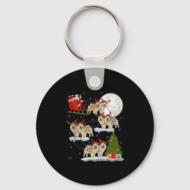Chow Chow Dog Santa Sleigh Flying Funny Magical Ch Nyckelring (Framsida)