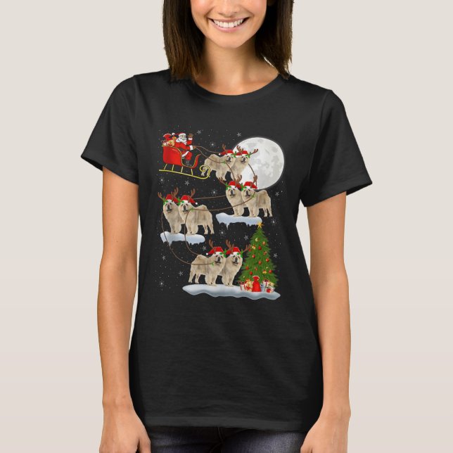 Chow Chow Dog Santa Sleigh Flying Funny Magical Ch T Shirt (Framsida)
