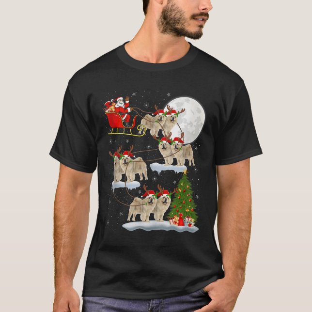 Chow Chow Dog Santa Sleigh Flying Funny Magical Ch T Shirt (Framsida)
