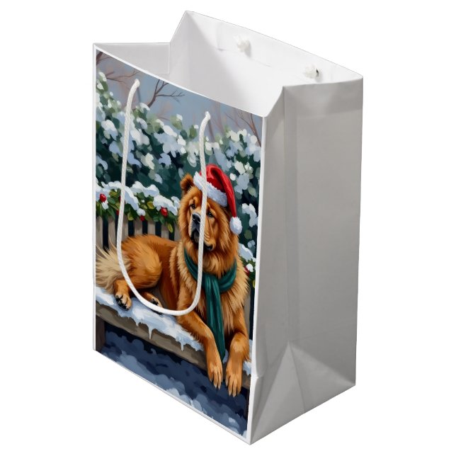Chow Chow Dog Serene Winter Garden Christmas Art (Framsidan Vinklad)