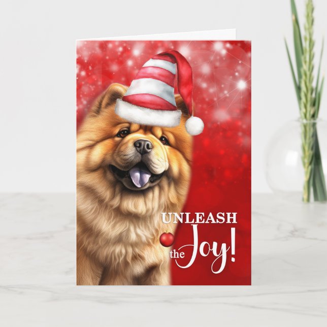 Chow Chow Dog Unleash the Joy Christmas Helgkort (Framsida)