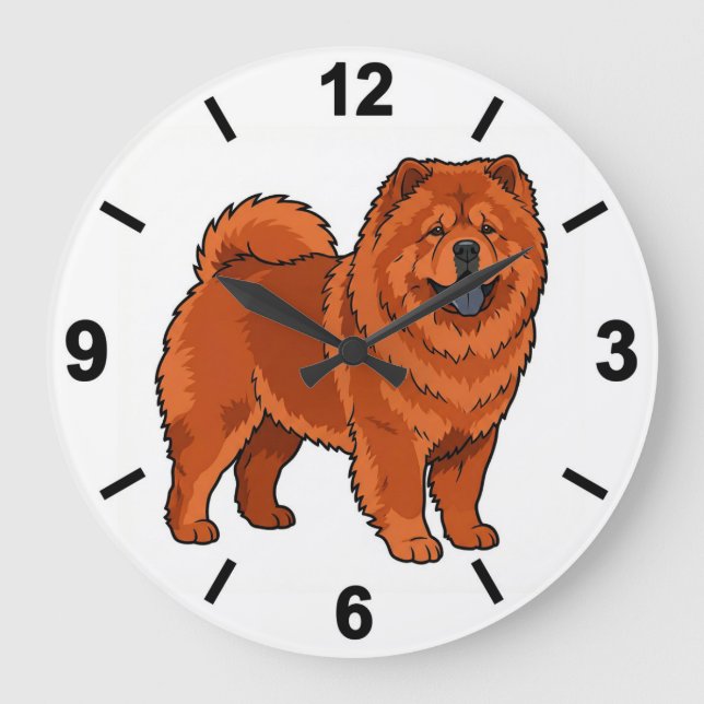 Chow Chow Dog Wall Clock Fluffy Pet Decor Stor Klocka (Framsida)