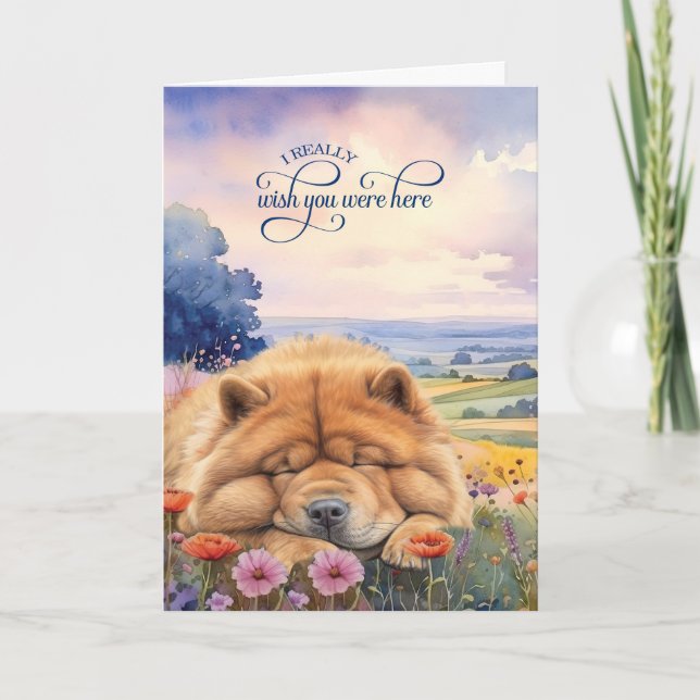 Chow Chow Dog Wildflowers Scenic Vista Miss You Kort (Framsida)
