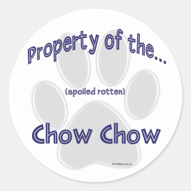 Chow Chow Egendom Sticker Runt Klistermärke (Framsida)