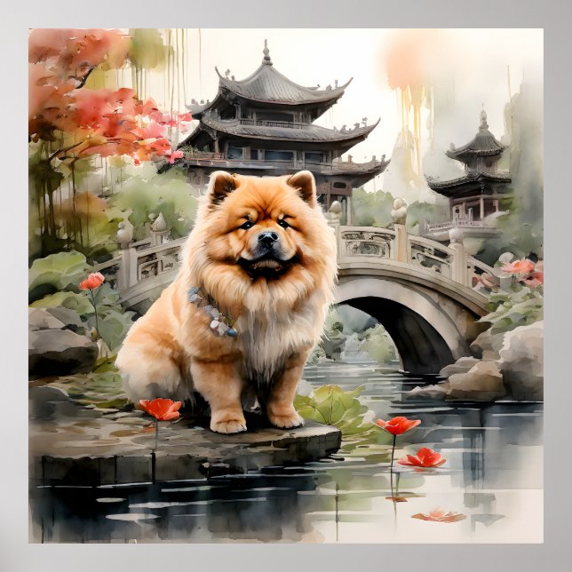 Chow Chow Exploring a Chinese Garden Poster (Framsidan)