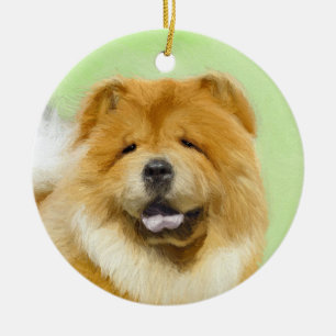 Chow Chow-färgning - Cute Original Hund Art Julgransprydnad Keramik