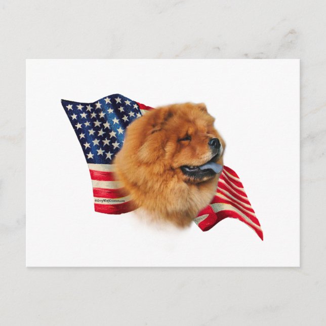 Chow Chow Flagga Vykort (Framsida)