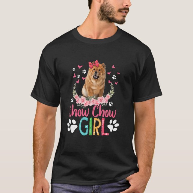 Chow Chow Girl Funny Cute Chow Chow Hund Flowers L T Shirt (Framsida)