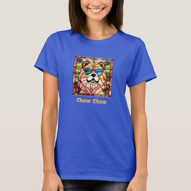 Chow Chow Glasmosaik T Shirt (Framsida)