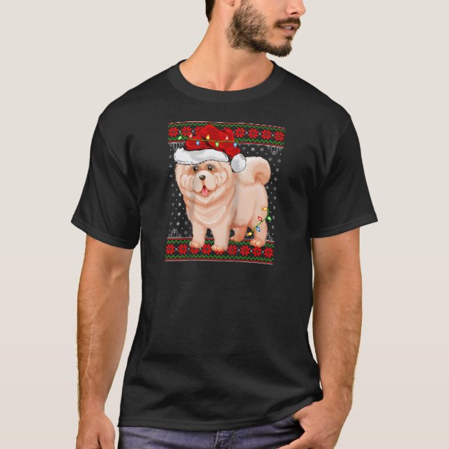 Chow Chow God jul Ljus Ugly Sweater Chow Chow Chow T Shirt (Framsida)