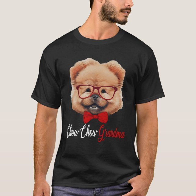 Chow Chow Grandma Headband Glasses T Shirt (Framsida)