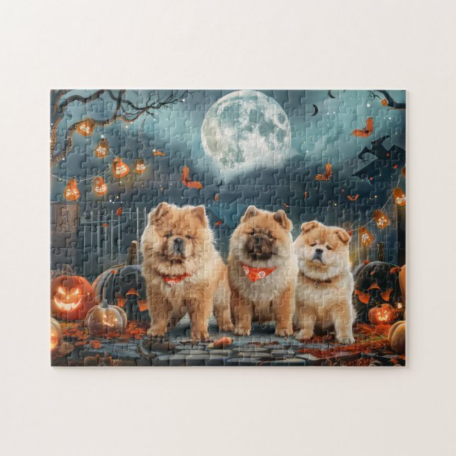 Chow Chow Halloween Kuslig Pussel (Horisontell)