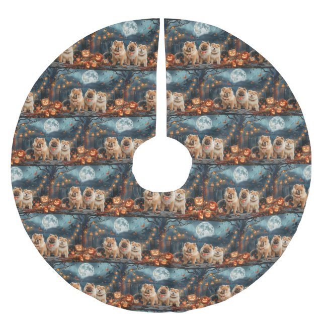 Chow Chow Halloween Spooky Julgransmatta Borstad Polyester (Framsidan)