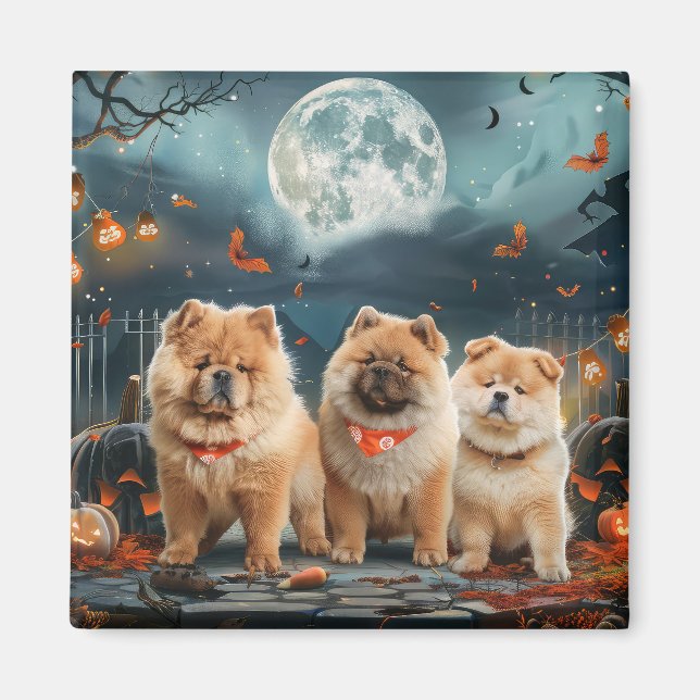 Chow Chow Halloween Spooky Magnet (Framsidan)