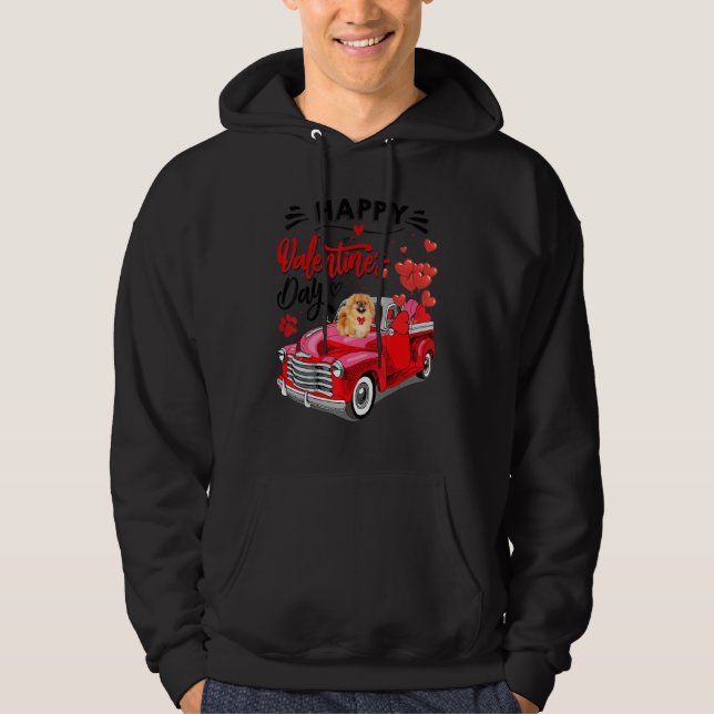 Chow Chow Heart Red Truck Happy Valentine Day Dog Hoodie (Framsida)