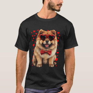 Chow Chow Heart Sunglasses Bow Tie Valentine Day T Shirt