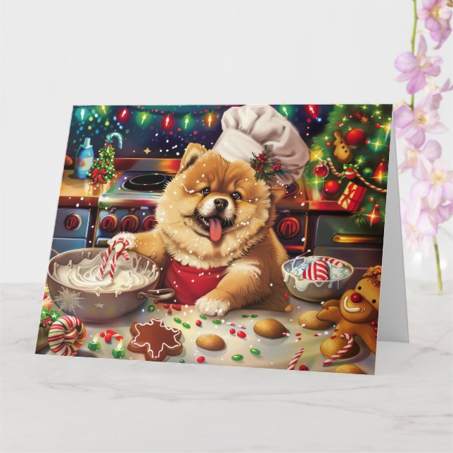 Chow Chow Helgdag Baking: Festive God Jul Kort (Orkide)