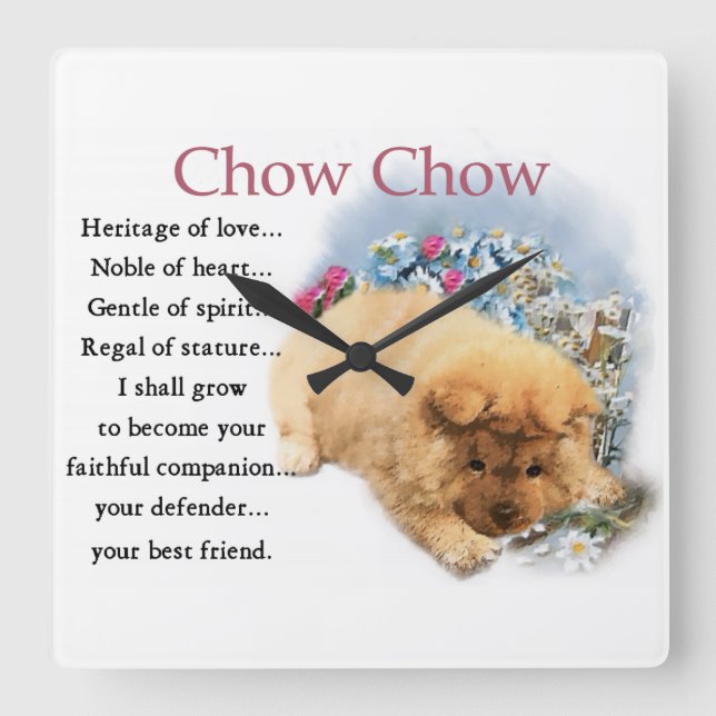 Chow Chow Heritage of Kärlek Puppy Fyrkantig Klocka (Framsida)