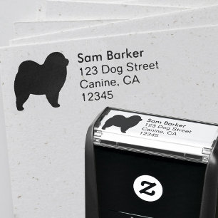 Chow Chow Hund aveln Silhouette Returadress Självfärgande Stämpel