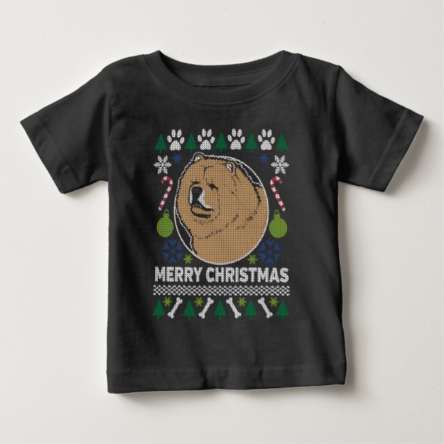 Chow Chow Hund aveln Ugly jul Sweater Tee (Framsida)