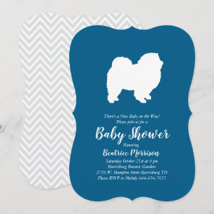 Chow Chow Hund Baby Shower Boy Blue Inbjudningar
