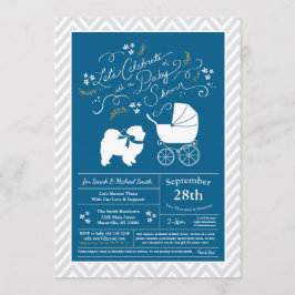 Chow Chow Hund Baby Shower Boy Blue Inbjudningar