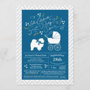 Chow Chow Hund Baby Shower Boy Blue Inbjudningar