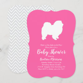 Chow Chow Hund Baby Shower Girl Rosa Inbjudningar