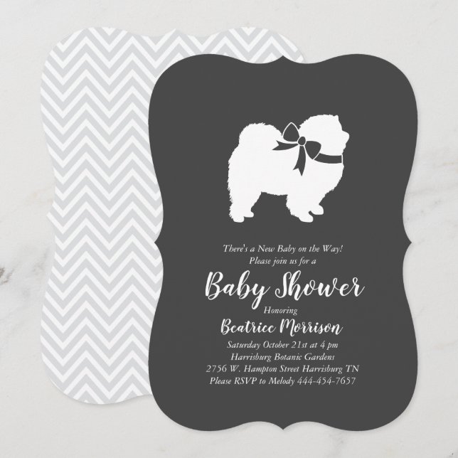 Chow Chow Hund Baby Shower Neutralt Inbjudningar (Fram/baksida)