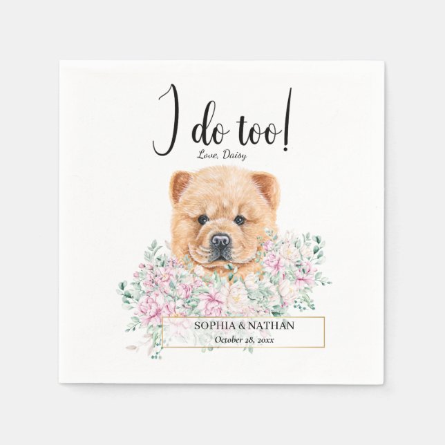 Chow Chow Hund Bröllop Cocktail Napkins Pappersservett (Framsidan)