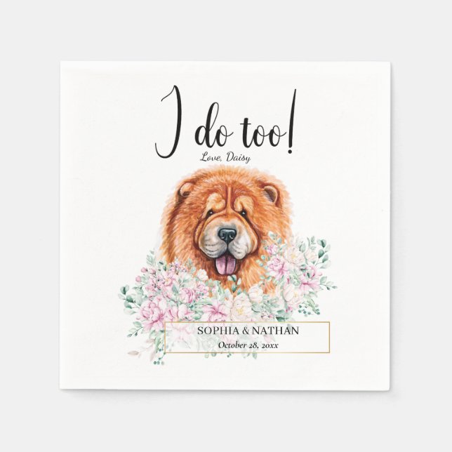 Chow Chow Hund Bröllop Cocktail Napkins Pappersservett (Framsidan)
