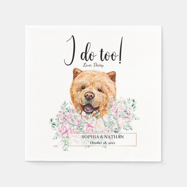 Chow Chow Hund Bröllop Cocktail Napkins Pappersservett (Framsidan)