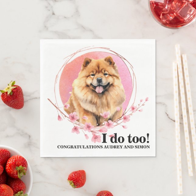 Chow Chow Hund Bröllop Servetter Med Foto (Insitu)