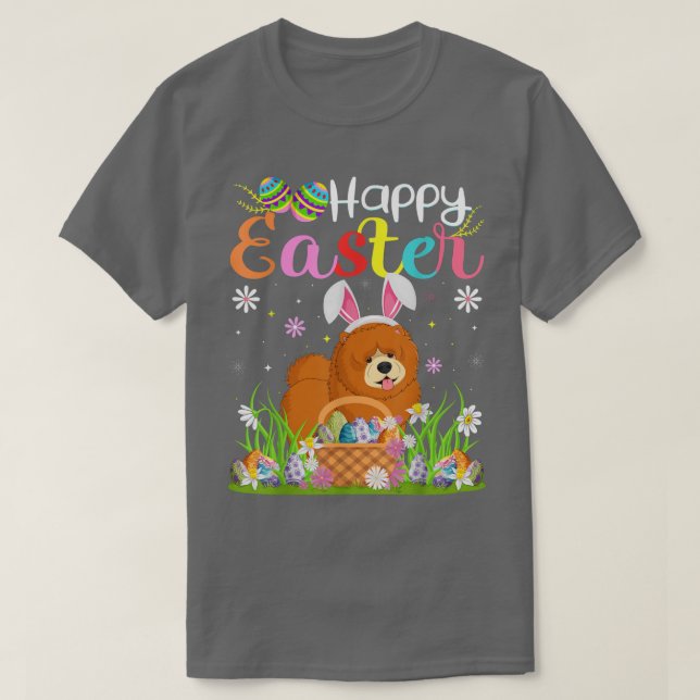 Chow Chow Hund Bunny Egg Hunting Funny Chow Chow H T Shirt (Design framsida)