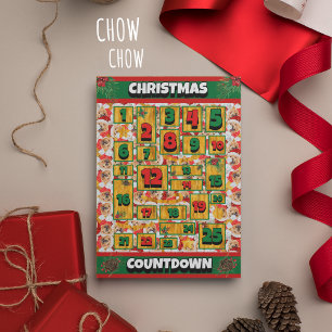 Chow Chow Hund Coundown jul Advent Calendar Julkort