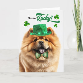 Chow Chow Hund Feelin' Lucky St patrick's day Helgkort