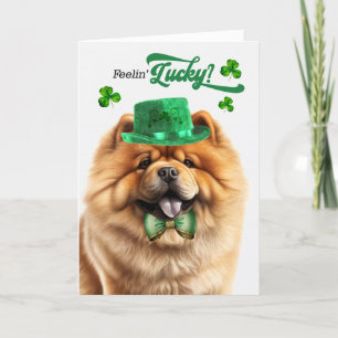 Chow Chow Hund Feelin' Lucky St patrick's day Helgkort