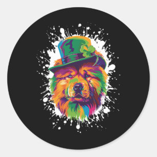 Chow Chow Hund Head Irish Funny St patricks day Runt Klistermärke