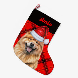 Chow Chow Hund Helgdag Red Play Personlig Stor Julstrumpa