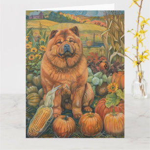 Chow Chow Hund Höstskörd Tacksägelse Kort