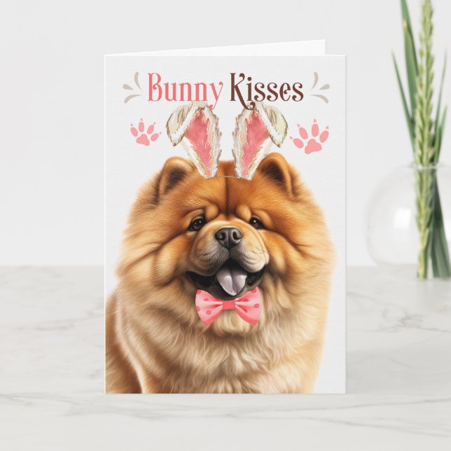 Chow Chow Hund i Bunny Öron för Påsk Helgkort (Framsida)