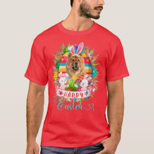 Chow Chow Hund i Påskägg Basket Bunnies Lycklig  T Shirt