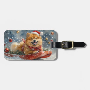 Chow Chow Hund i Släde Låt det Snöa Jul Bagagebricka