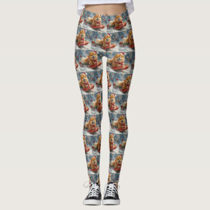 Chow Chow Hund i Släde Låt det Snöa Jul Leggings