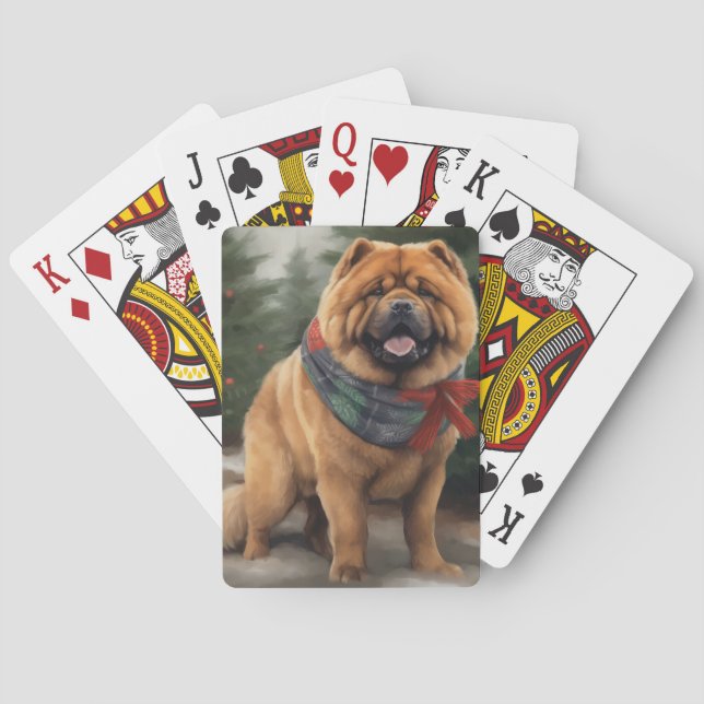 Chow Chow Hund i Snö jul Casinokort (Baksidan)