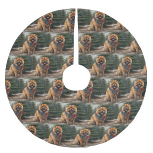 Chow Chow-hund i snö jul Julgransmatta Borstad Polyester