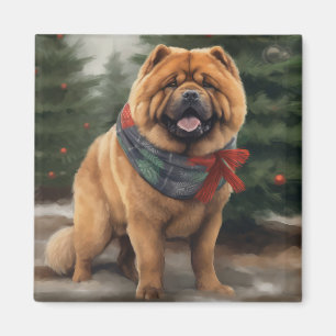 Chow Chow Hund i Snö Jul Magnet