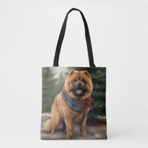 Chow Chow Hund i Snö Jul Tygkasse