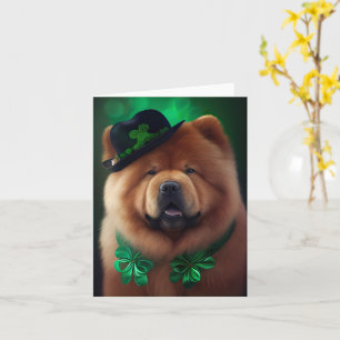 Chow Chow-hund i St. Patricks dags klänning Kort