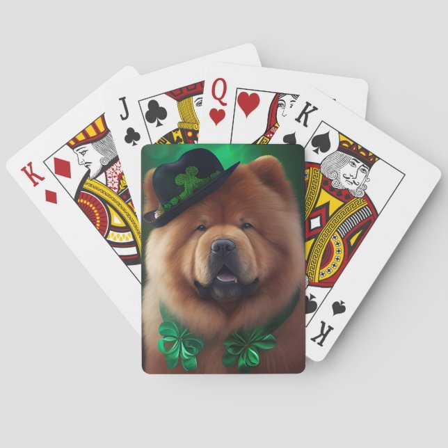 Chow Chow Hund i St. Patrick's Day Klänning Casinokort (Baksidan)